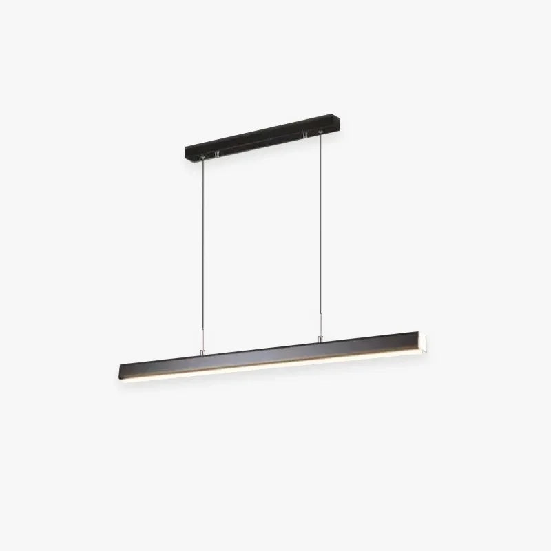 Slim linear LED pendant, in black, on a white background