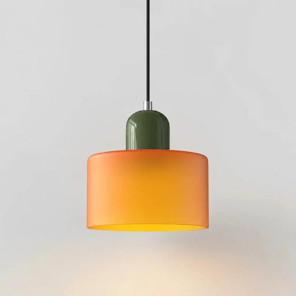 Small glass drum pendant light