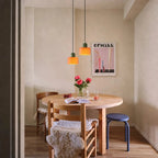 Small glass drum pendant light
