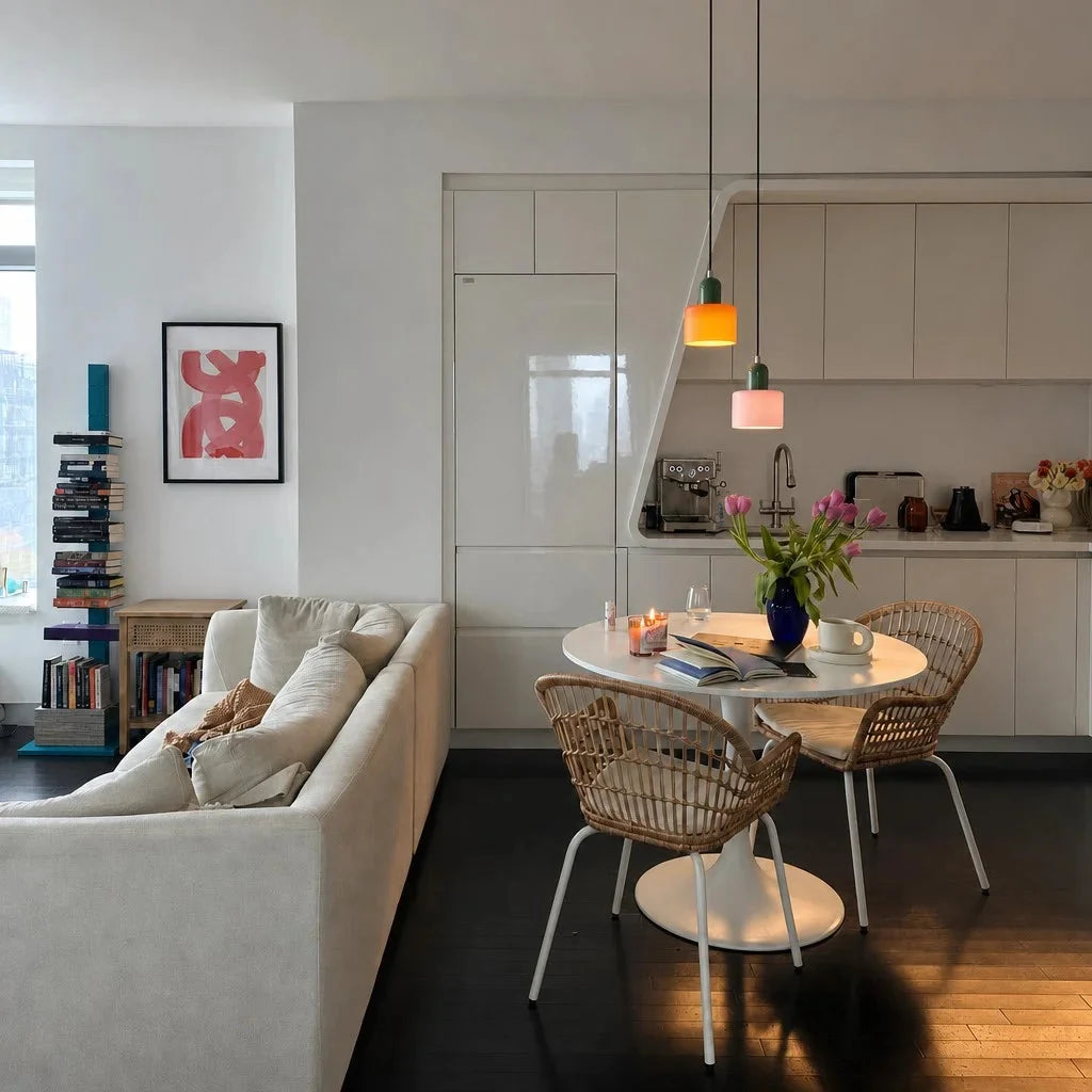 Small glass drum pendant light