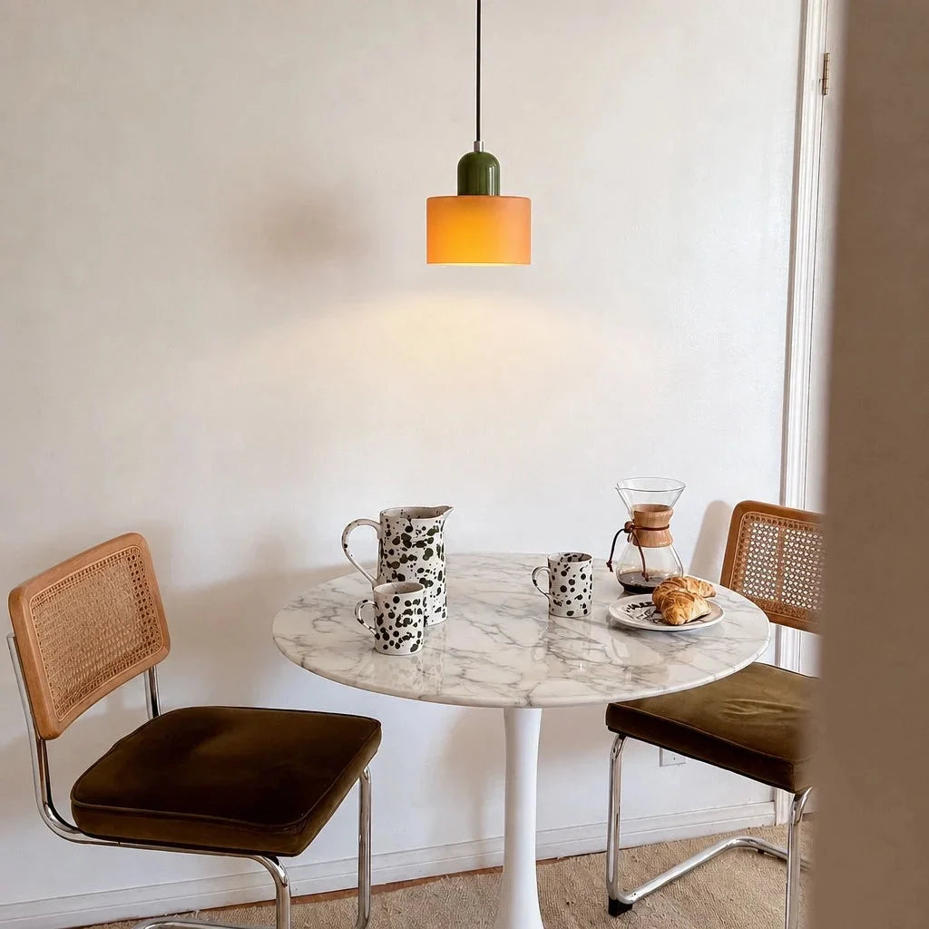 Small glass drum pendant light