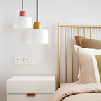 Small glass drum pendant light