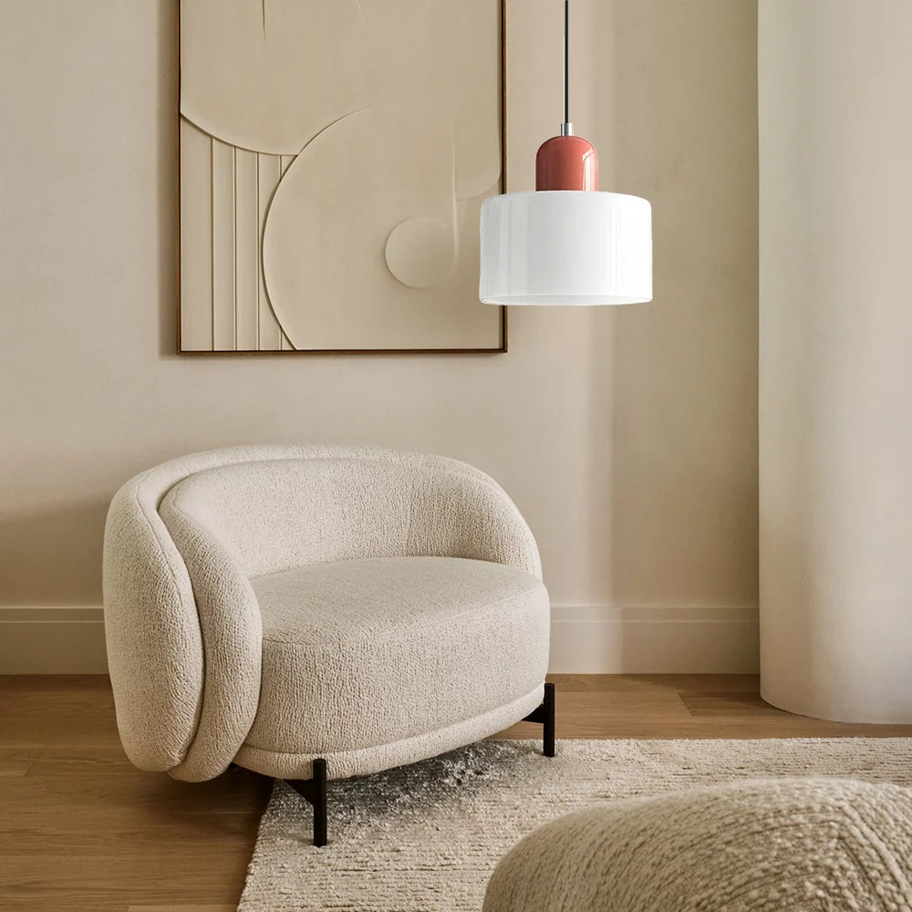 Small glass drum pendant light