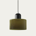 Small glass drum pendant light, Black, Cedar Green
