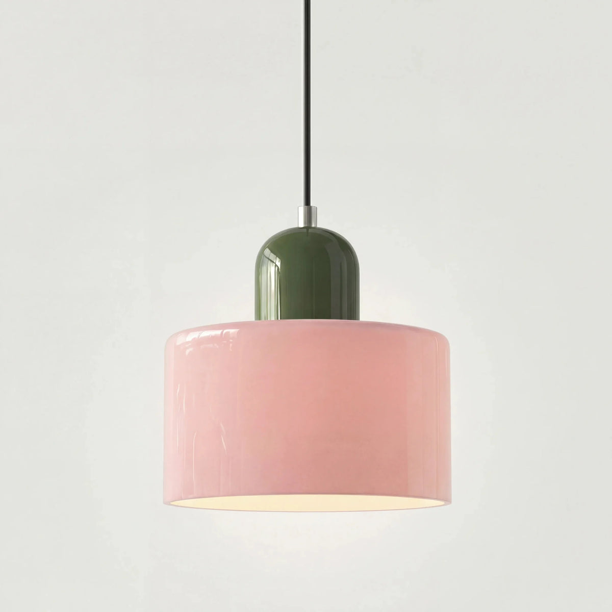 Small glass drum pendant light