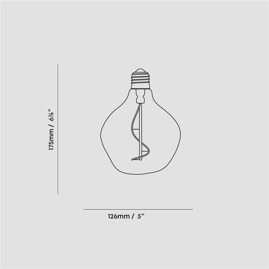 Plug-in pendant with small tinted bulb, graphite, bulb dimension drawing