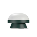 Cordless solar dome table lamp in forest green, on a white background