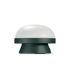 Cordless solar dome table lamp in forest green, on a white background