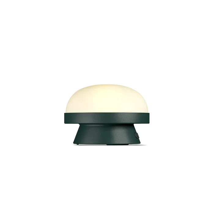 Cordless solar dome table lamp in forest green