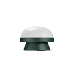 Cordless solar dome table lamp in forest green, on a white background