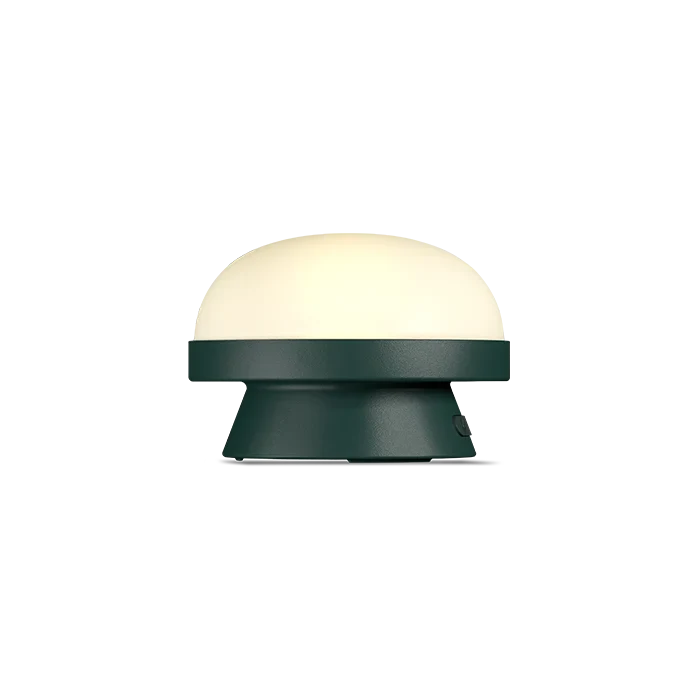 Cordless solar dome table lamp in forest green