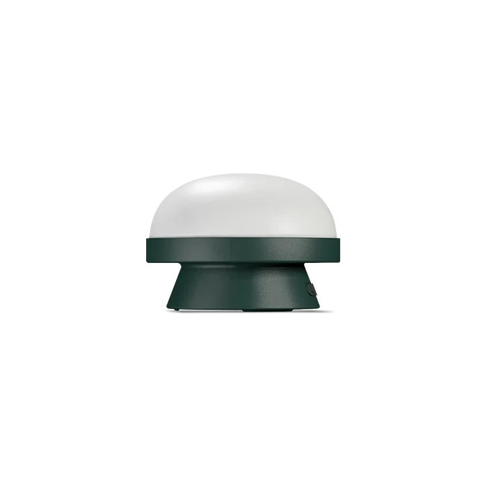 Cordless solar dome table lamp in forest green