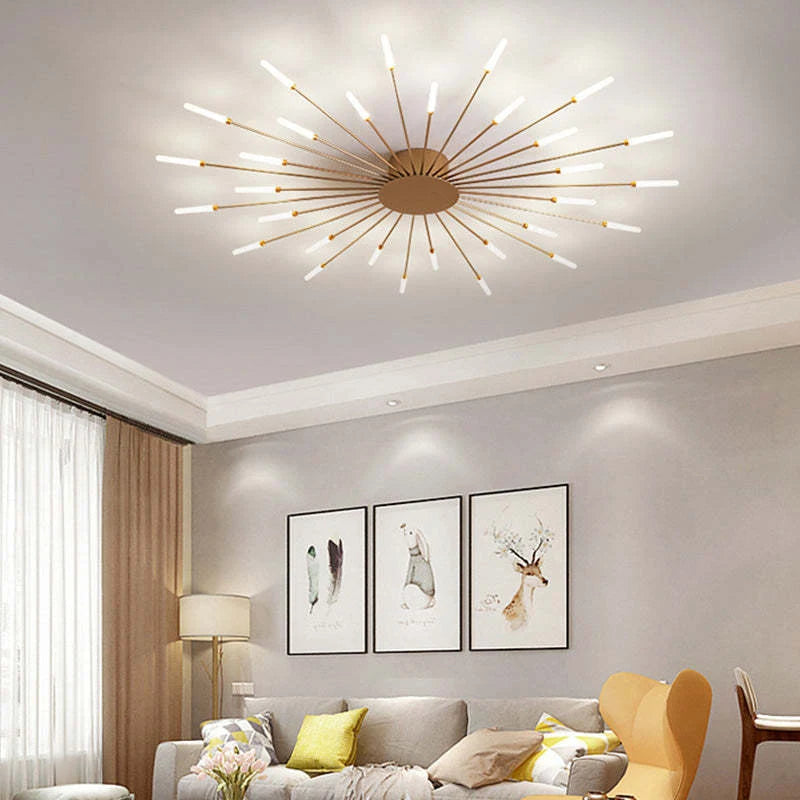 Starburst LED flush ceiling light, in a room