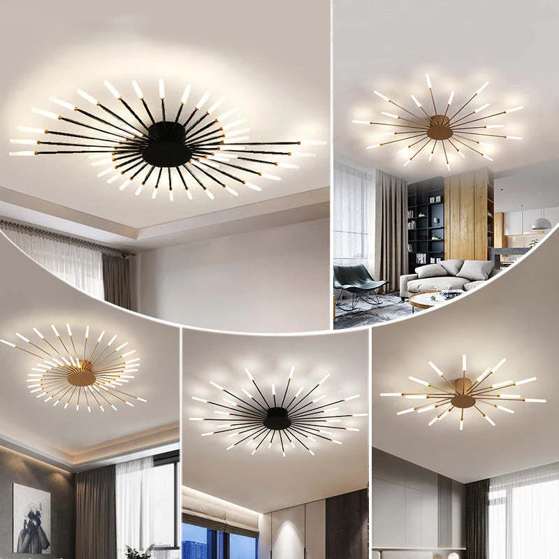 Starburst LED flush ceiling light, in a room