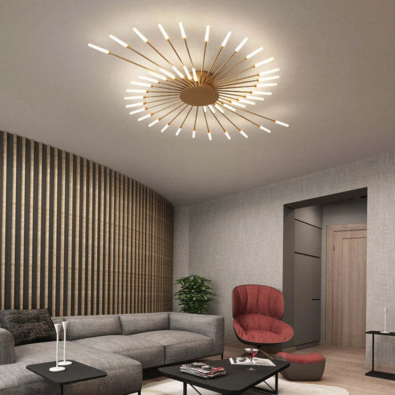 Starburst LED flush ceiling light, in a room