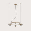 Striped diffuser ring chandelier, on a plain background