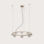 Striped diffuser ring chandelier, on a plain background