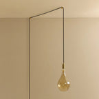 Tall tinted bulb plug-in pendant, in brass, unlit