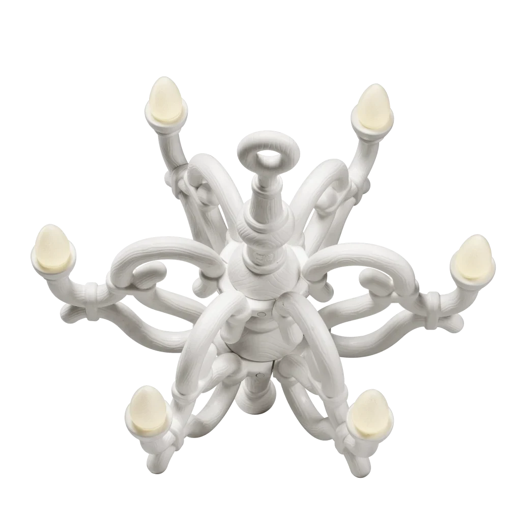Tangled arm XL floor chandelier, in white