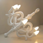 Tangled arm XL floor chandelier, in white, lit