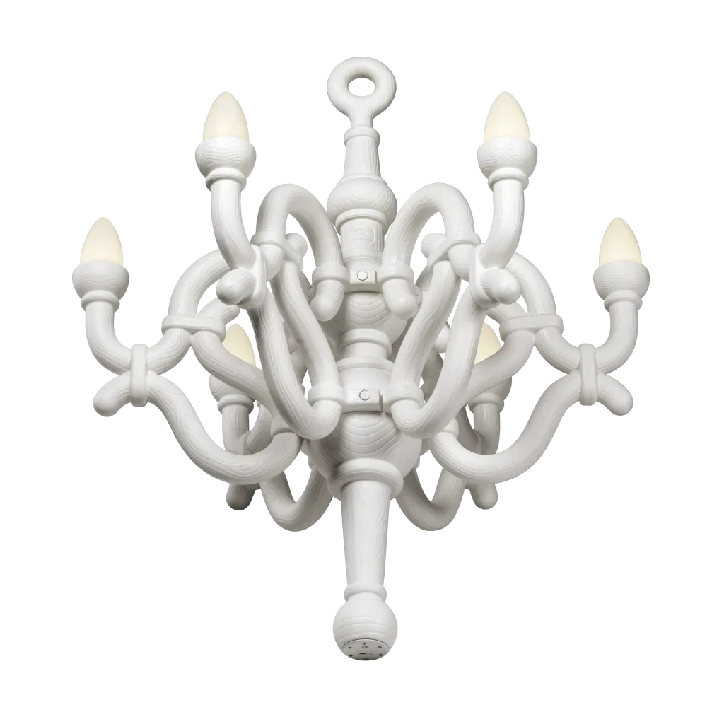 Tangled arm XL floor chandelier, in white