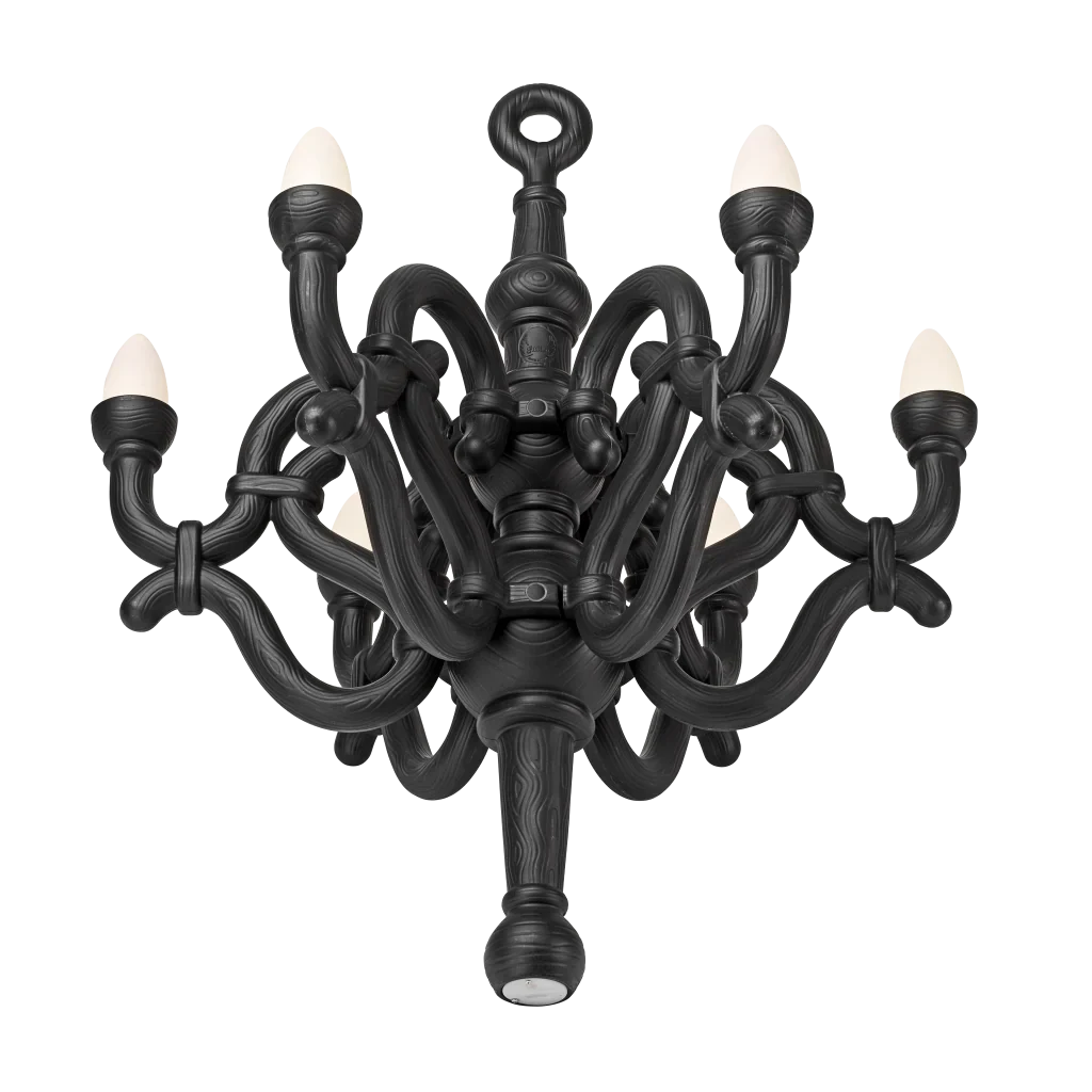 Tangled arm XL floor chandelier, in black