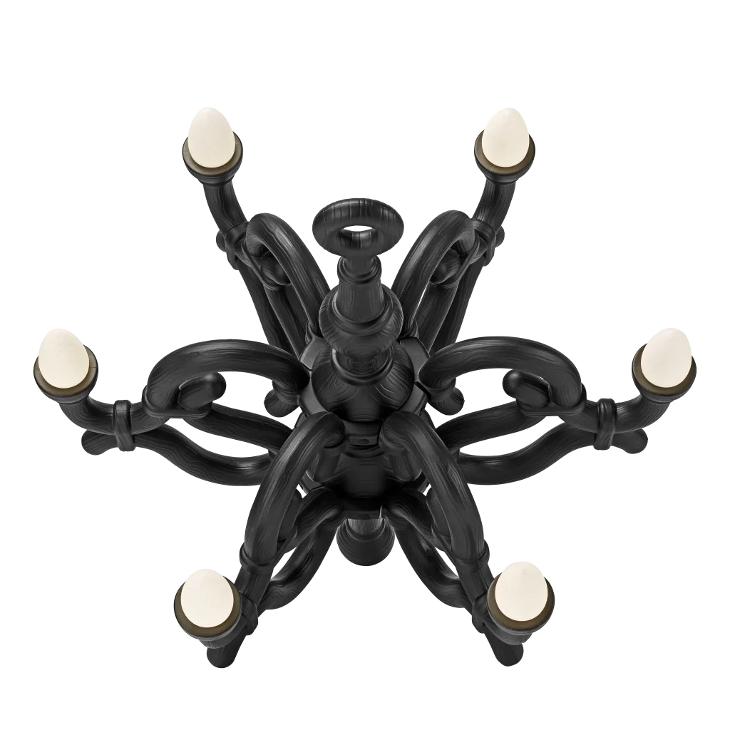 Tangled arm XL floor chandelier, in black