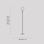 Graphite telescopic floor lamp, dimension drawing