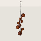 Ten-globe glass tube pendant, vertical with smoked brown glass