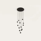Thirteen-globe cluster LED pendant, from a round ceiling canopy