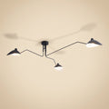 Three-arm ceiling light with angled reflector shades