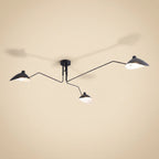 Three-arm ceiling light with angled reflector shades