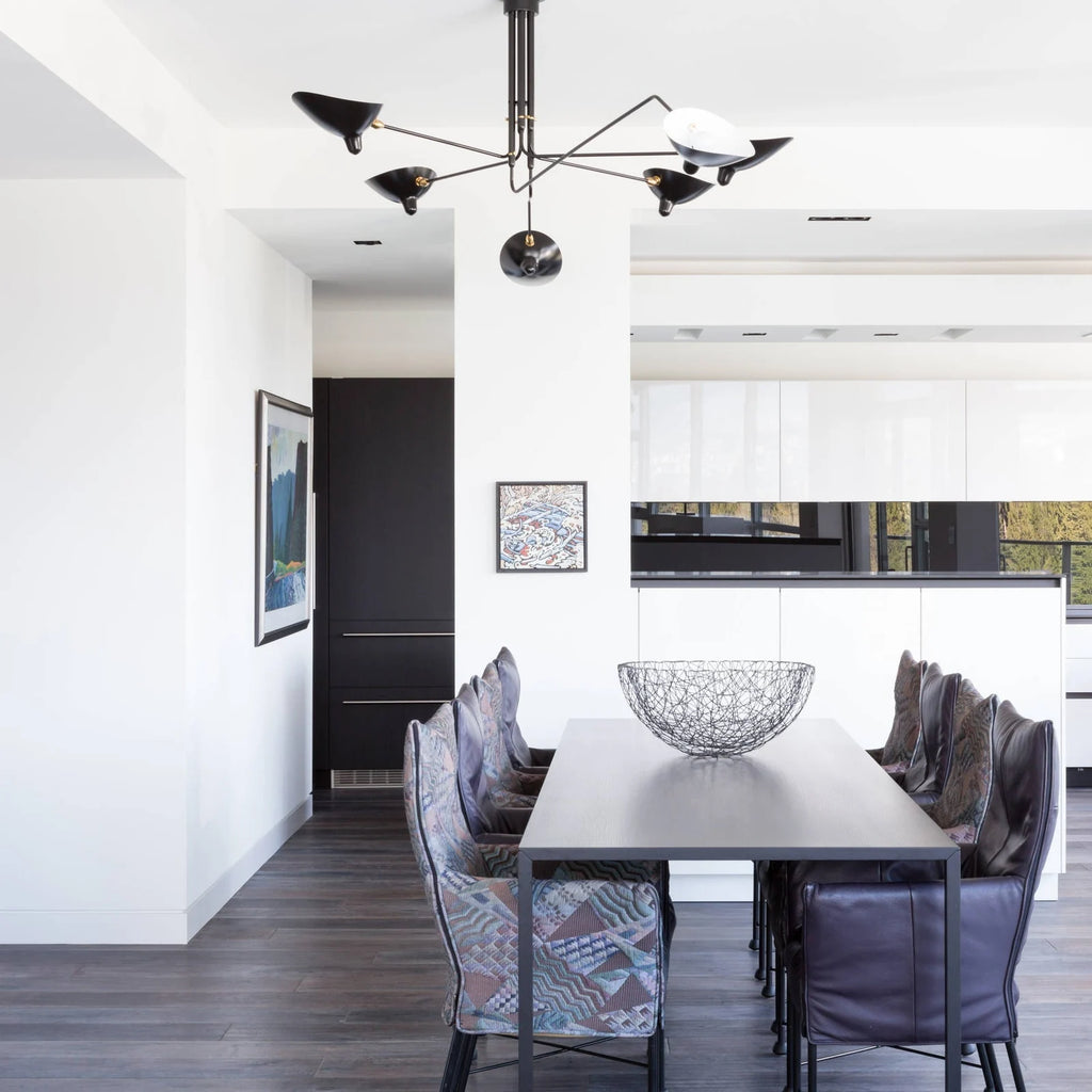 Three-arm ceiling light with angled reflector shades