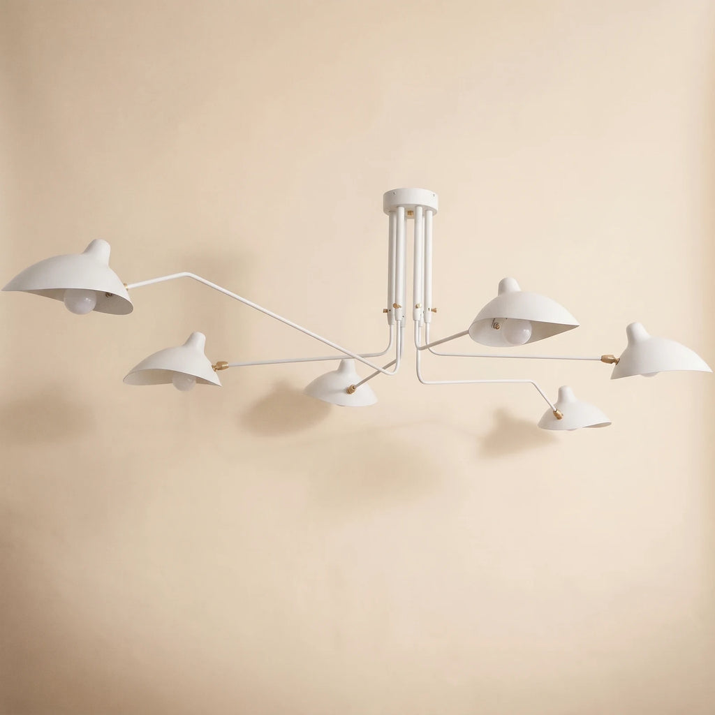 Three-Arm Ceiling Light, six shades, white