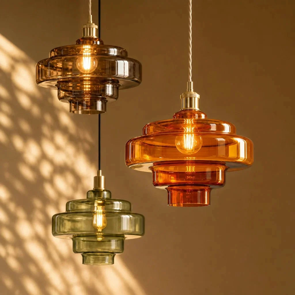Tiered macaron glass pendant light