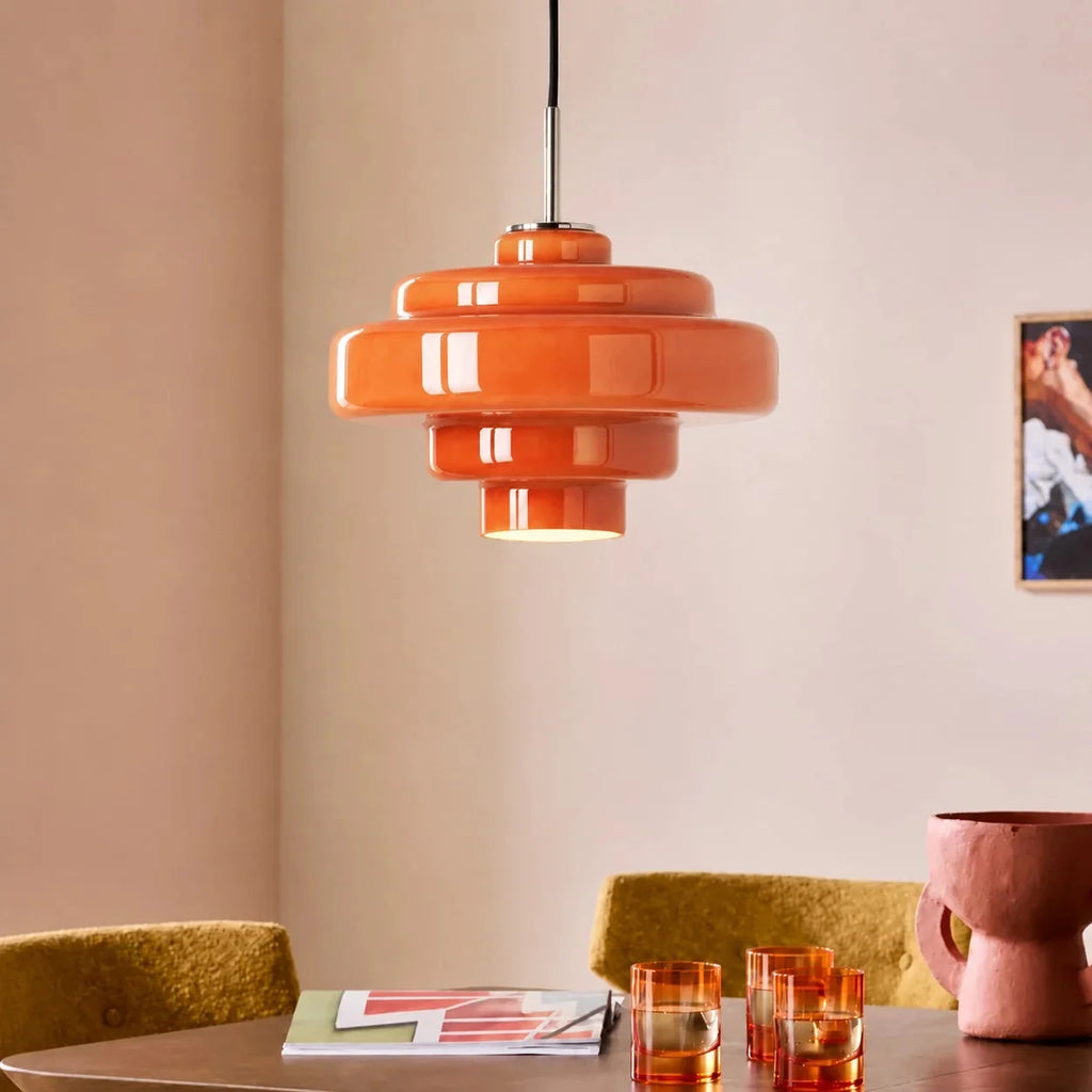 Tiered macaron glass pendant light