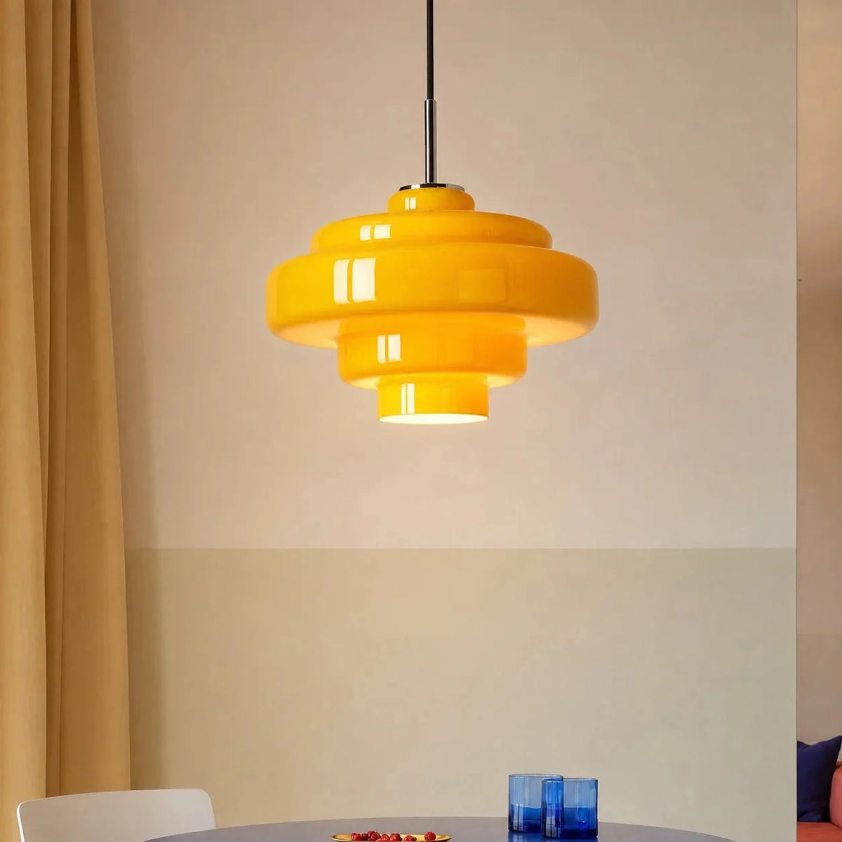 Tiered macaron glass pendant light
