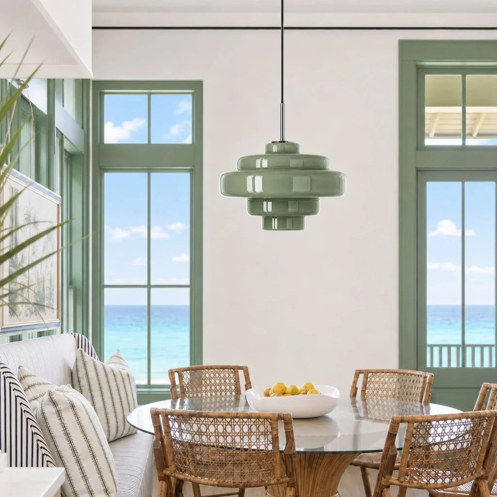 Tiered macaron glass pendant light