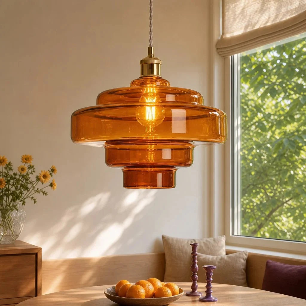 Tiered macaron glass pendant light