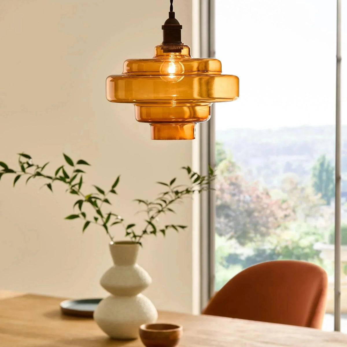Tiered macaron glass pendant light