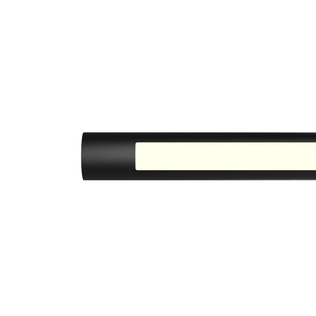 Tilting linear LED pendant, close-up of the tube end