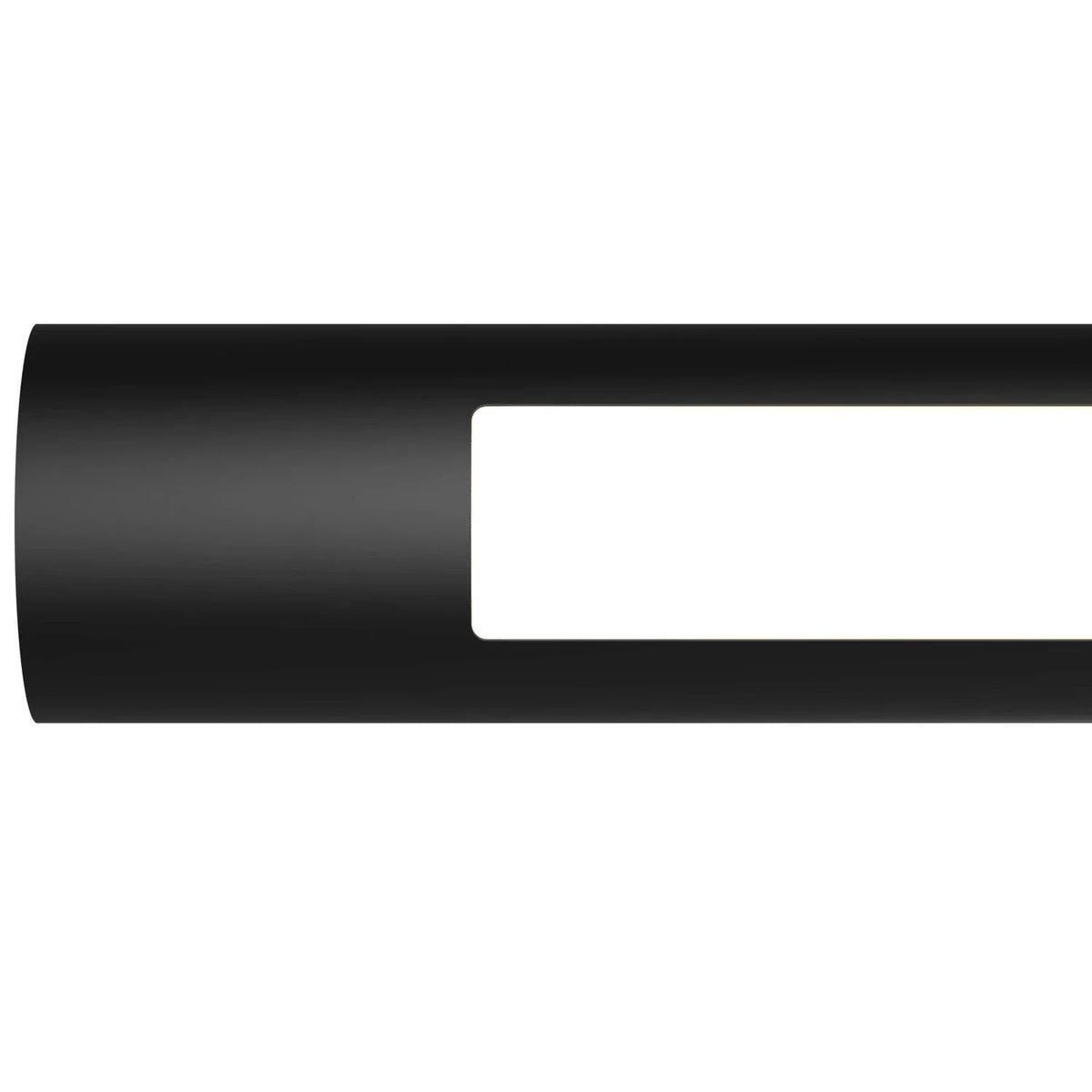 Tilting linear LED pendant, close-up of the lit opening