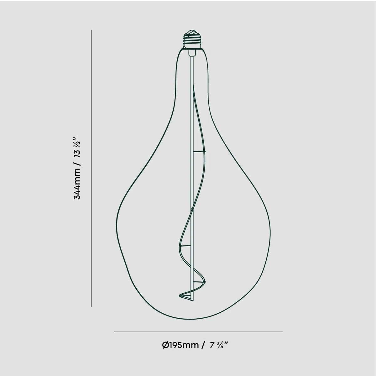 Tinted Elongated Bulb Pendant, Set of 3, Brass, bulb dimension drawing