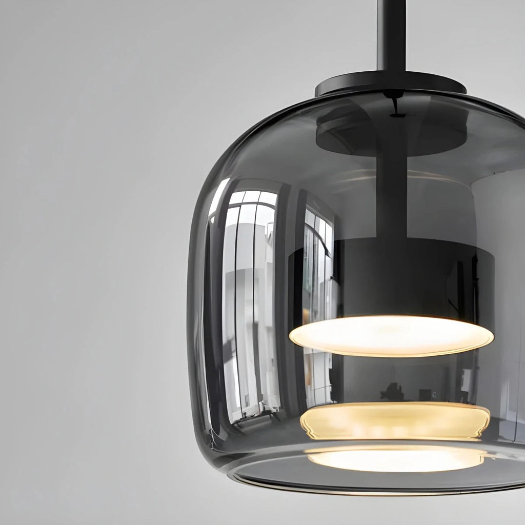 Tinted glass bowl LED pendant light
