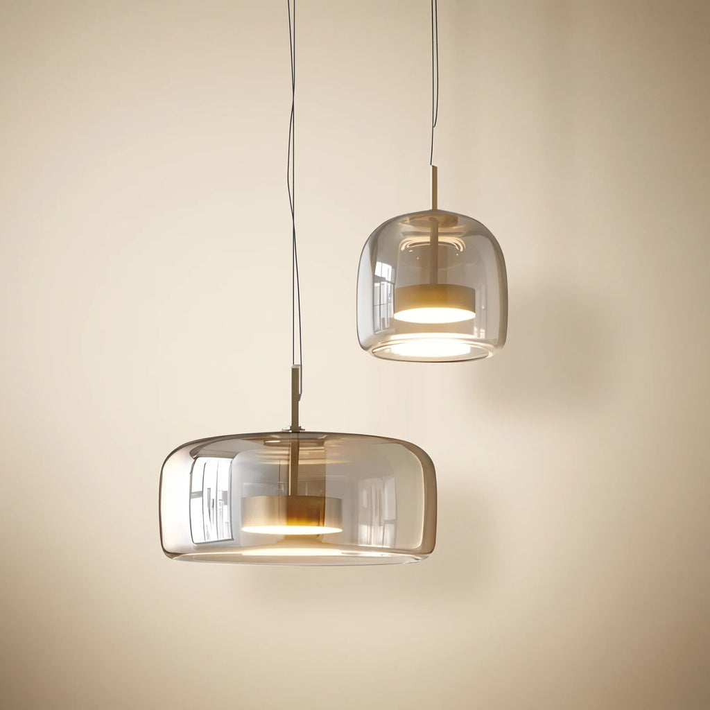 Two glass bowl LED pendant lights