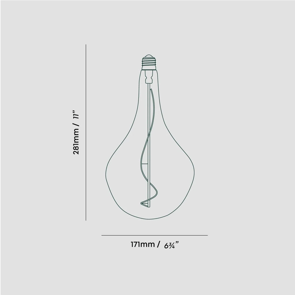 Tinted Sculptural Bulb Pendant, dimension drawing of the bulb