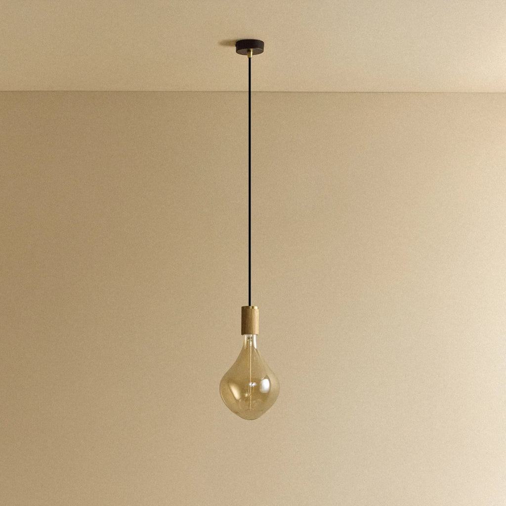 Tinted Sculptural Bulb Pendant, in oak, unlit