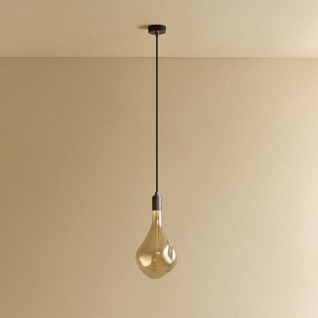 Large tinted teardrop bulb pendant, graphite, unlit