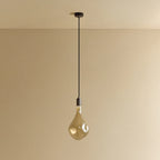 Large tinted teardrop bulb pendant, graphite, unlit