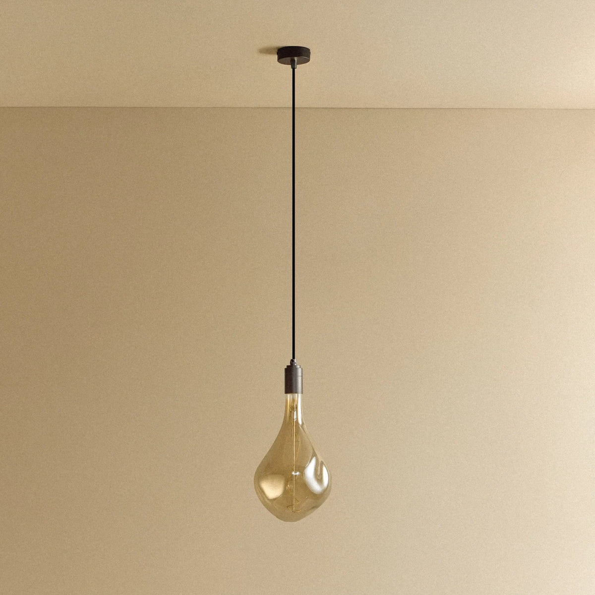 Large tinted teardrop bulb pendant, graphite, unlit